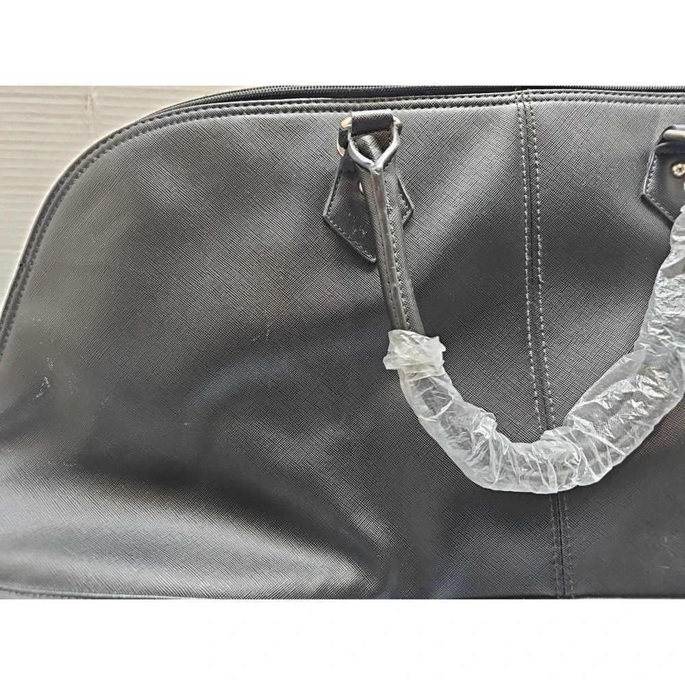 JM New York Black Leather Rolling Duffle Bag St Tropez Luggage 22